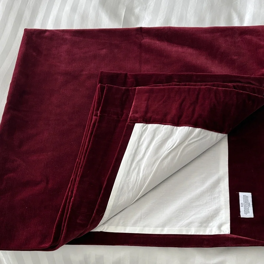 Two Panel Restoration Hardware Burgundy Velvet Curtain